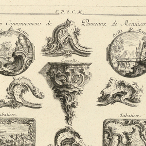 Print, Divers Couronnemens de Panneaux de Menuiserie, 1745