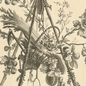 Print, Pl. 4 of 2e suite des differents attributs, trophées et groupes des fleurs from Oeuvres contenant un recueil de trophées, attributs, cartouches, vases, fleurs, ornemens, et plusieurs dessins agréables pour broder des fauteuils; composés et dessinés par Ranson, et gravés par Berthaut et Voysard