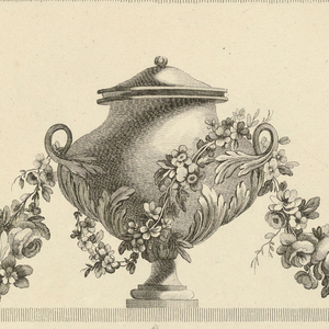 Print, Pl. 4 of 10e cayé de fleurs et vases from Oeuvres contenant un recueil de trophées, attributs, cartouches, vases, fleurs, ornemens, et plusieurs dessins agréables pour broder des fauteuils; composés et dessinés par Ranson, et gravés par Berthaut et Voysard