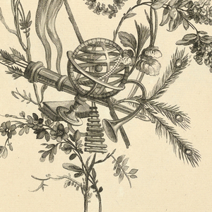 Print, Pl. 5 of 8e cahier from Oeuvres contenant un recueil de trophées, attributs, cartouches, vases, fleurs, ornemens, et plusieurs dessins agréables pour broder des fauteuils; composés et dessinés par Ranson, et gravés par Berthaut et Voysard