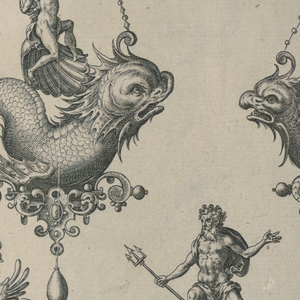 Print, Title plate, from Bullarum Inaurium etc. Archetypi Artificiosi Pars Altera (Pendants, Earrings, etc. Designs of the Most Skillful Nature, Part Two), 1582