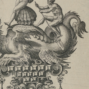 Print, Plate 9, from Bullarum Inaurium etc. Archetypi Artificiosi Pars Altera (Pendants, Earrings, etc. Designs of the Most Skillful Nature, Part Two), 1582