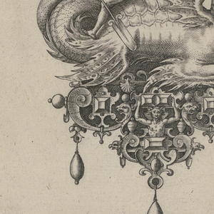 Print, Plate 10, Title page, Bullarum Inaurium etc. Archetypi Artificiosi Pars Altera (Pendants, Earrings, etc. Designs of the Most Skillful Nature, Part Two), 1582