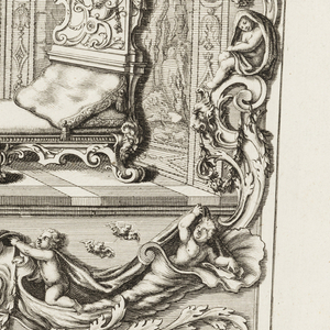 Print, Neüe inventiones von unterschiedlich nützlicher Silber-arbeit... ;  a room with a bed
