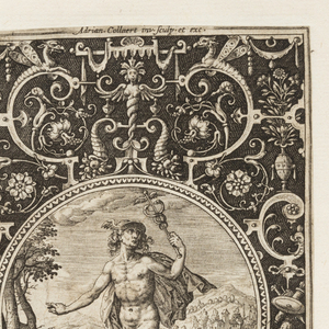Print, Mercury, plate from a suite of 6 ornamental designs with the Judgement of Paris, ca. 1690