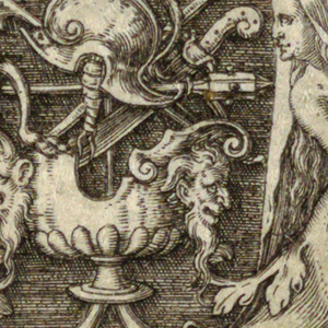 Print, Ornament with Mask and Grotesque Figures, 1550