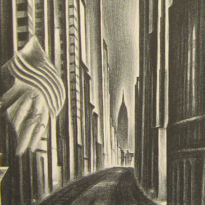 Print, Looking up Broadway, 1937