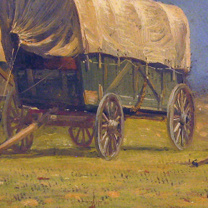 `Drawing, Study, Covered Wagons, possibly 1871