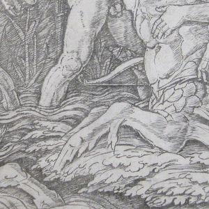 Print, Battle of the Sea Gods, right half, ca. 1475