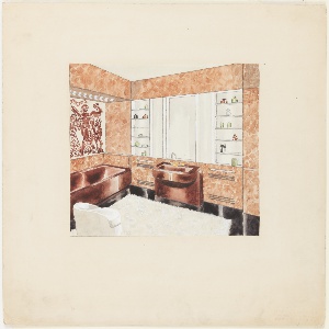 Drawing, Design for Bathroom Interior, Frederick B. Patterson Apartment, 435 East 52nd Street, New York, NY, 1931