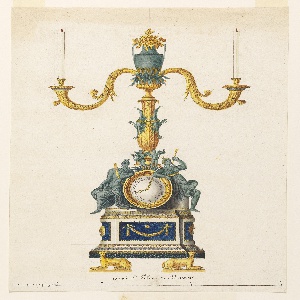 Drawing, Design for a Candlestick with a Clock, late 18th century