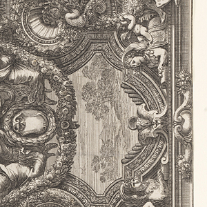 Print, Project for a ceiling. With alternative suggestions., ca. 1660