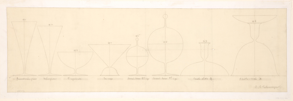 Drawing, Designs for Drinking Vessels, Covered Dishes, and Candle Holders