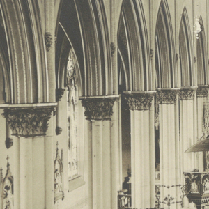 Photograph, View of the nave and chancel of an unidentified church, 1904–13