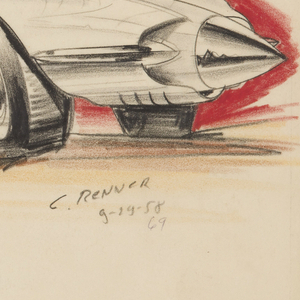 Drawing, Concept Car with Pointed Bullet Front, 1958