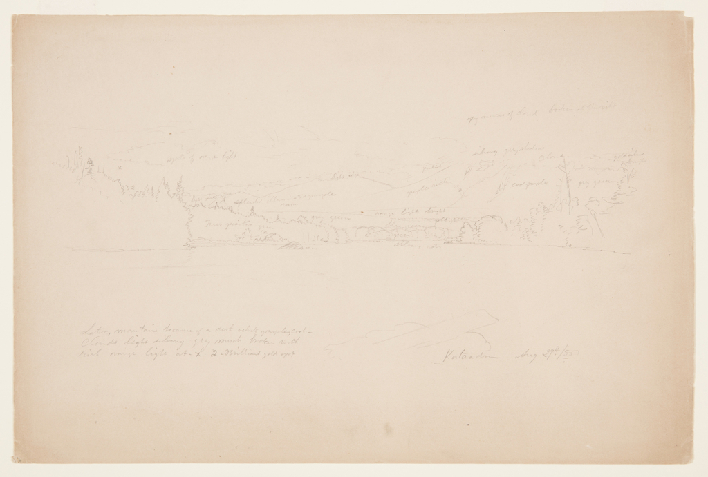 Drawing, Shore of Lake and Foothills of Mount Katahdin