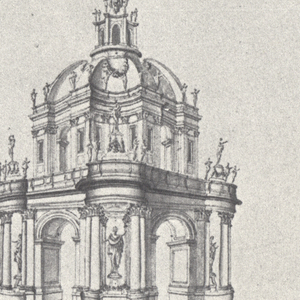 Drawing, Stage Design: Architectural Capriccio with a Tempietto and Broken Columns, 1775–90