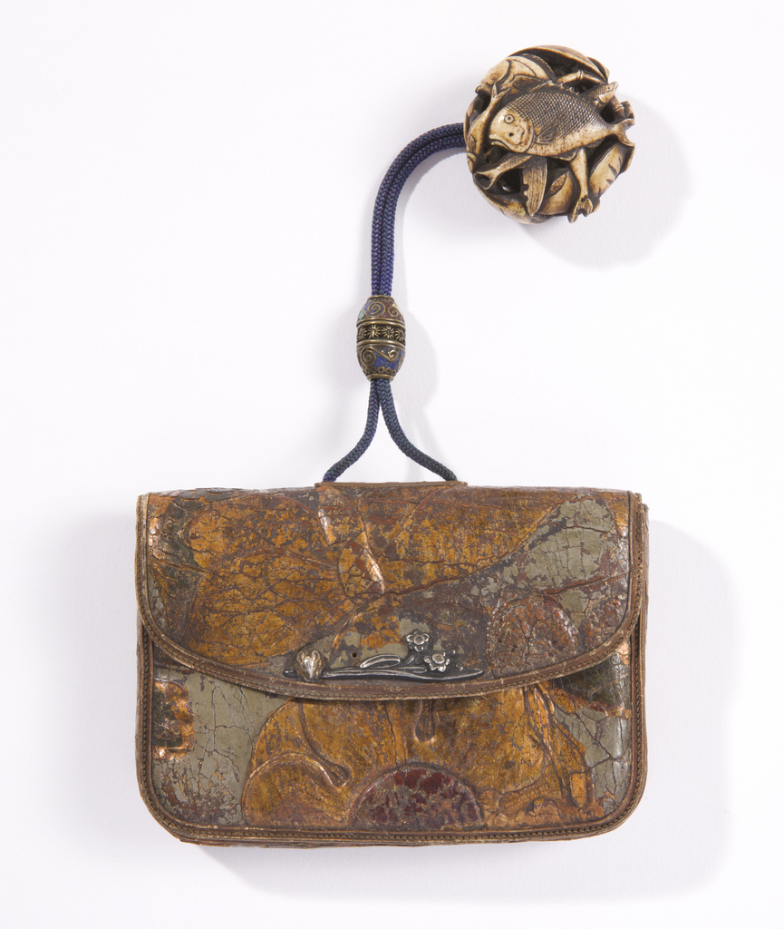 Purse (kin-chaku) With Pendant (netsuke) And Cord Fastener (Netherlands (leather))