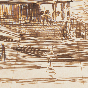 Drawing, House at a Railing with Beached Dories, Cullercoats, England, 1881