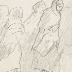 Drawing, Men and Women Looking Out to Sea, Cullercoats, England, 1881