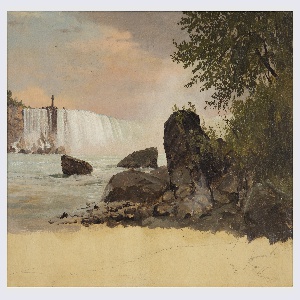 Drawing, View of the Canadian Falls and Goat Island, September or October 1856