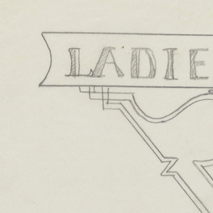 Drawing, Design for Ladies Restroom Signpost, n.d.
