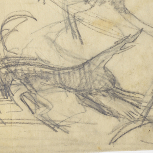Drawing, Design for a Firescreen or Gate, Stag Surrounded by Five Hounds, n.d.