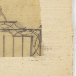 Drawing, Design for Top of Gate with Rampant Horses and Lantern, n.d.