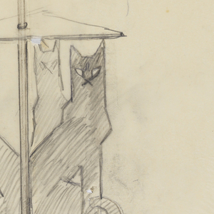 Drawing, Design for a Floor Lamp, Tripod Base with Cats, n.d.