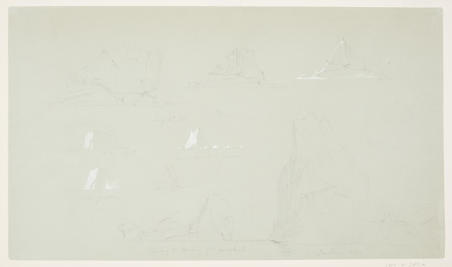 Drawing, Foundering Icebergs near Battle Harbour, Canada