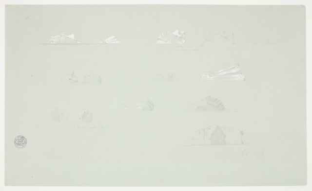 Drawing, Icebergs at Sea near Newfoundland, Canada