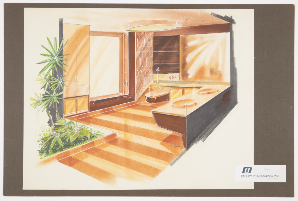 Drawing, Design for Bathroom Interior, Fiberglass House