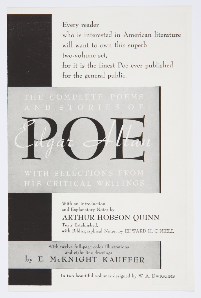 Booklet, Publication Announcement for The Complete Poems and Stories of Edgar Allan Poe