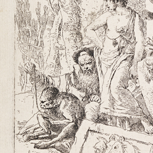 Print, The Old Man with a Monkey on a Leash, from Scherzi di Fantasia, 1757–70