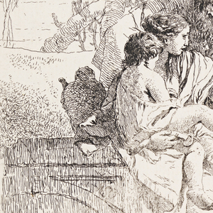 Print, An Oriental Peasant and his Family (Woman, Man, and Child with an Ox in a Landscape), from Scherzi di Fantasia, 1757–70