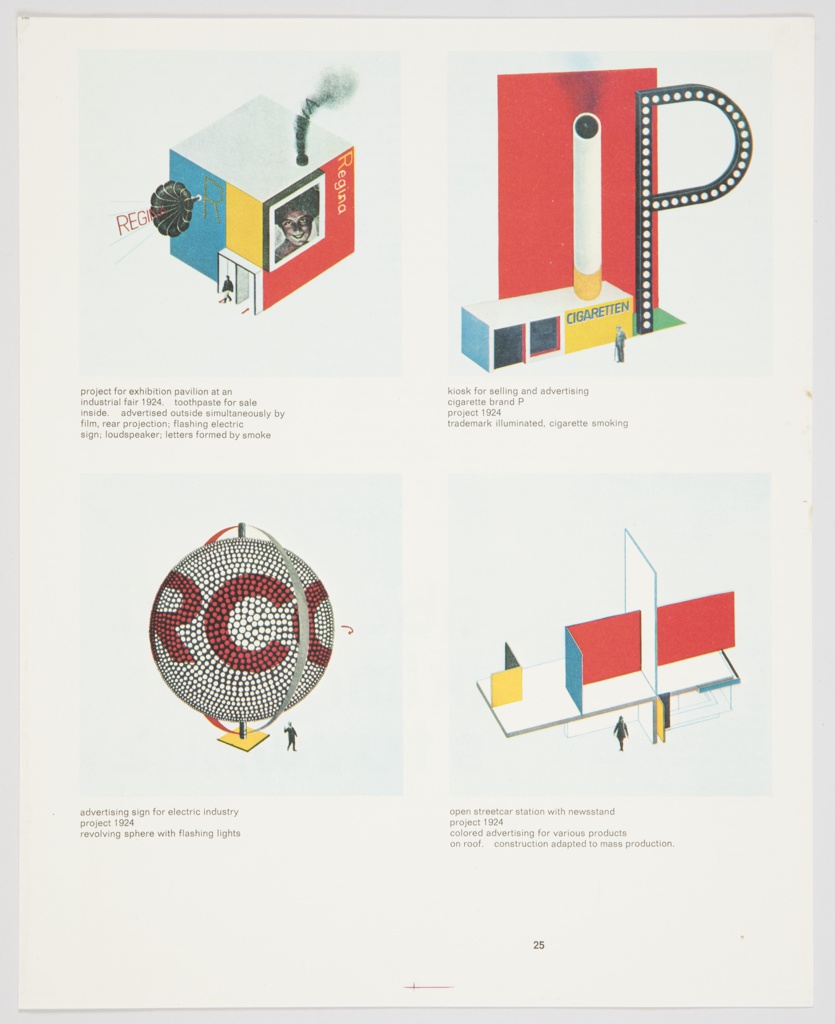 Print, Page Proof with Four Project Proposals, from Herbert Bayer: Painter, Designer, Architect