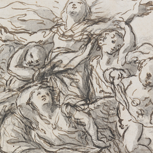 Drawing, Assumption of the Virgin; verso:  Head of a Woman and Child, 1680–1700