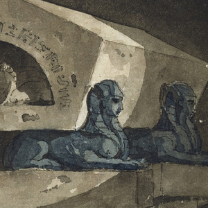 Drawing, Sepulcher in Egyptian Style with Sphinxes and an Owl, ca. 1779–84