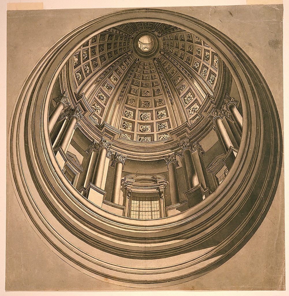 Drawing, Perspective Design for a Painted Dome and Cupola of a Church