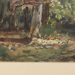 Album Page, Woodland Interior with Stream, late 19th century