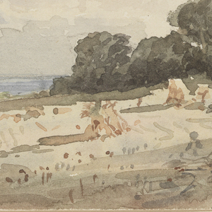 Album Page, Harvested Field near Seashore, 1890–1900