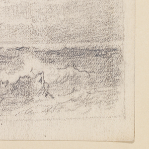 Album Page, Sun Emerging over Ocean with Waves, late 19th century