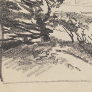 Sketchbook Folio, Beach Study of Trees in Wind and Birds, 1870–85