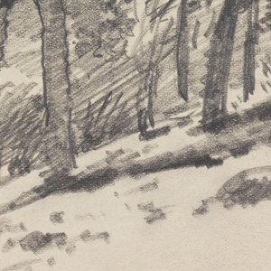 Sketchbook Folio, Hillside with Trees, Water and Distant Mountains, 1870–85