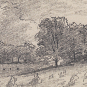 Sketchbook Folio, Landscape with Haystacks and Trees, Probably Newport, 1885–1900