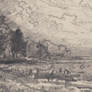 Sketchbook Folio, Dark Landscape with Trees and Dramatic Clouds, probably Newport, 1885–1902