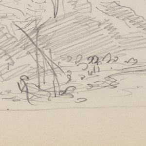 Sketchbook Folio, Unfinished Landscape Sketch (Recto); Quick Sketch of Trees in Wind (Verso), 1885–1902