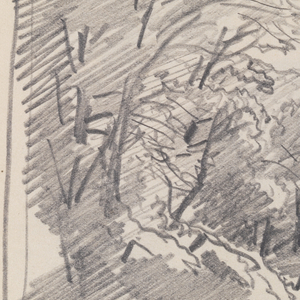 Sketchbook Folio, Sun Breaking through Clouds with Trees and Stream, 1885–1902