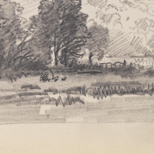 Sketchbook Folio, Landscape with Dark Trees, Village, Mountains and Clouds, 1885–1902