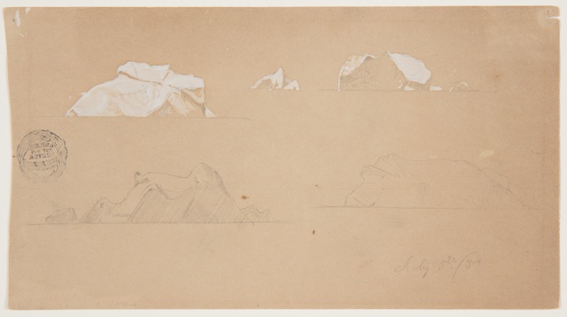 Drawing, Five Floating Icebergs, Canada